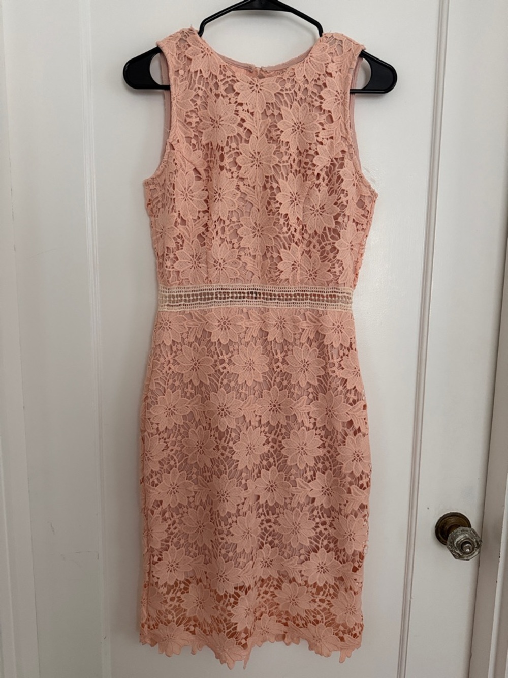 Just Me•Blush Pink Floral Lace Midi Dress•Size S